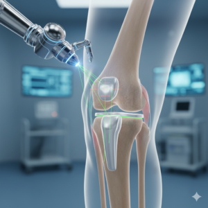 Precise implant alignment in robotic-assisted knee surgery by an orthopedic specialist Gurgaon.